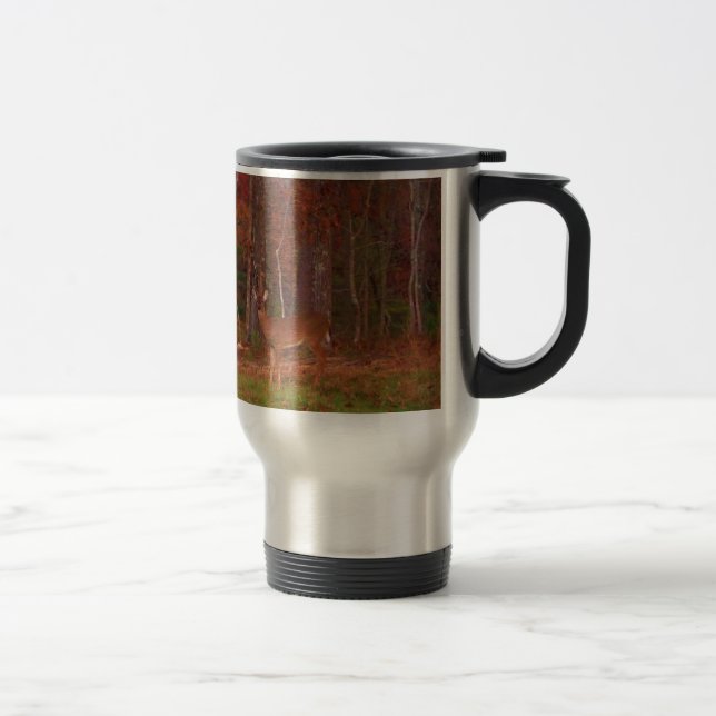 Deer , Green Grass red and Gold leaves Travel Mug (Right)