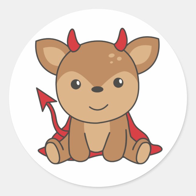 Deer Halloween Cute Devil Witch Costume Classic Ro Round Sticker (Front)