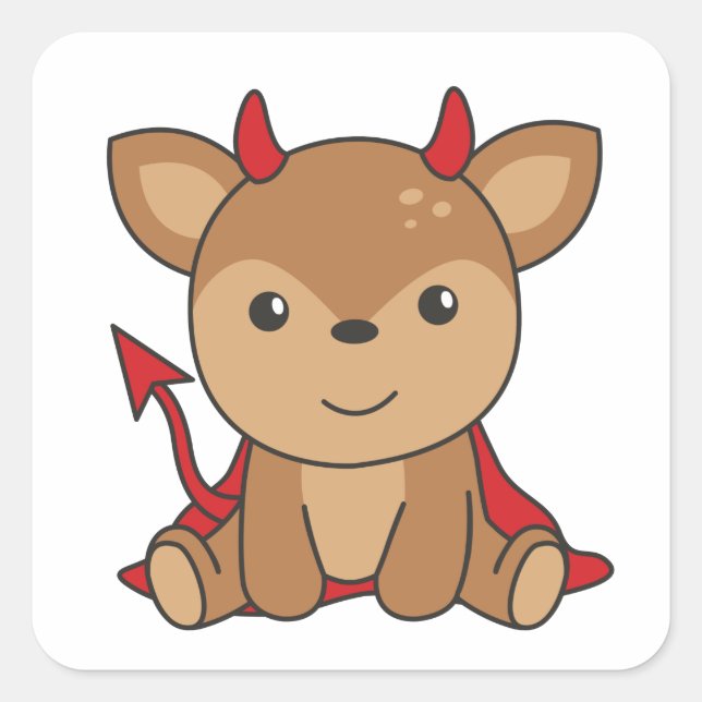 Deer Halloween Cute Devil Witch Costume Square Sti Sticker (Front)