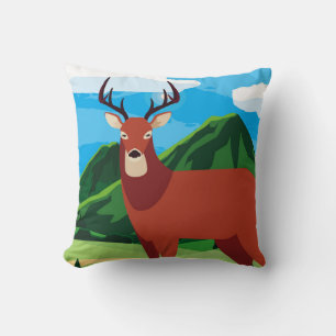 Deer happy autumn season flat designanimal, art, a cushion