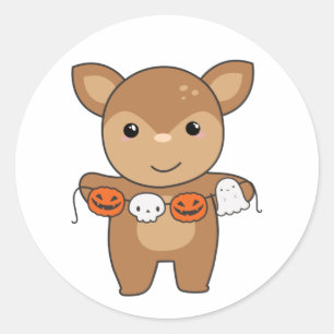 Deer Happy Halloween Pumpkin Bat Costume Classic R Round Sticker