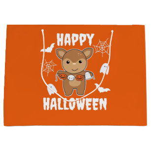 Deer Happy Halloween Pumpkin Bat Costume Large Gift Bag