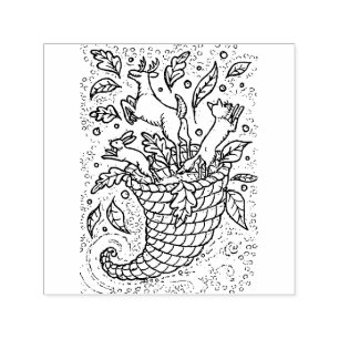 DEER HARE FOX FOREST WILDLIFE, NATURE'S CORNUCOPIA SELF-INKING STAMP