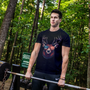 Deer Head American Flag T-Shirt