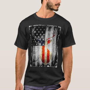 Deer Head And American Flag Colours T-Shirt