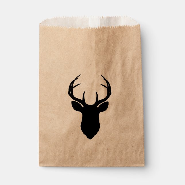 Deer Head Antlers Rustic Country Modern Favour Favour Bags (Front)
