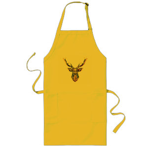 Deer head as a colourful picture in watercolor long apron