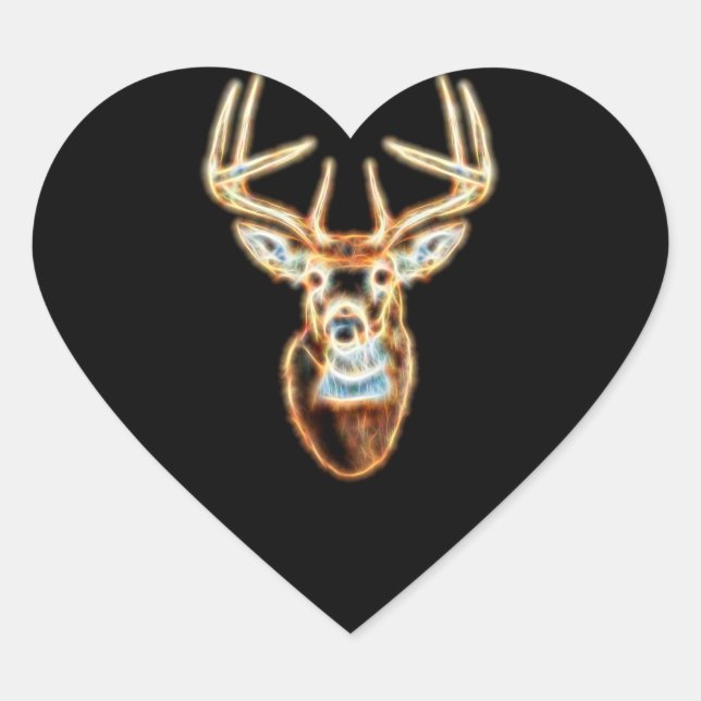 Deer Head Energy Spirit Heart Sticker (Front)