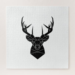 Deer Head Geometric Ai File Deer Silhouette Stag P Jigsaw Puzzle