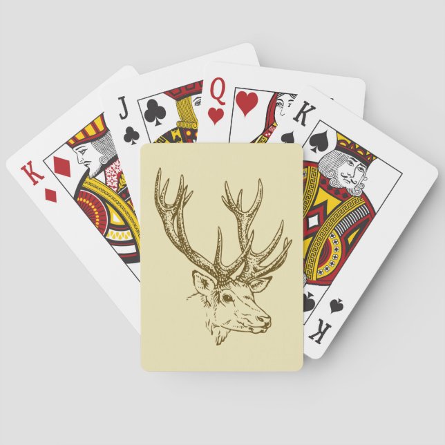 Deer Head Illustration Graphic Playing Cards (Back)
