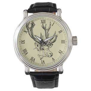 Deer Head Illustration Graphic Watch