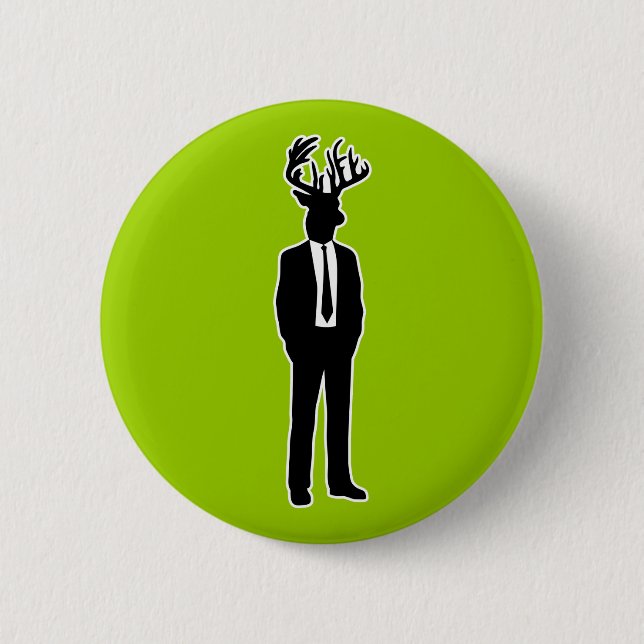 Deer Head Man in a Suit and Tie 6 Cm Round Badge (Front)