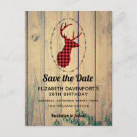 Deer head - Red Plaid Rustic Save the Date