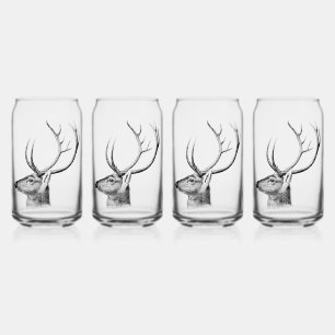 Deer Head Sihlouette Can Glass