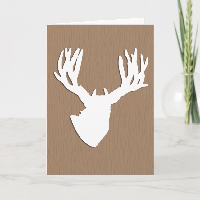 Deer Head Silhouette for Hunter Birthday Card (Front)