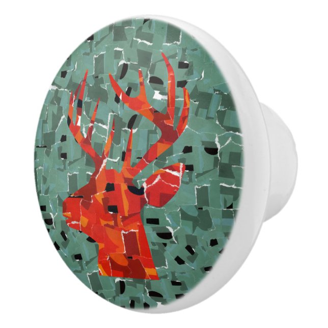 Deer head silhouette mosaic ceramic knob (Right)