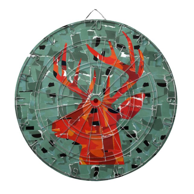 Deer head silhouette mosaic dartboard (Front)