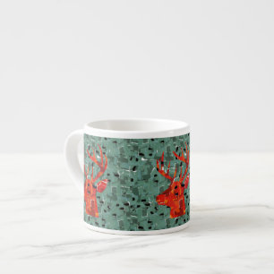 Deer head silhouette mosaic espresso cup