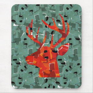 Deer head silhouette mosaic mouse mat
