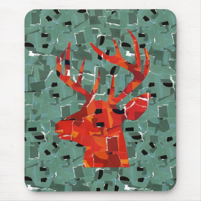 Deer head silhouette mosaic mouse mat (Front)