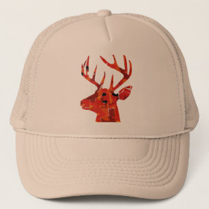 Deer head silhouette mosaic trucker hat