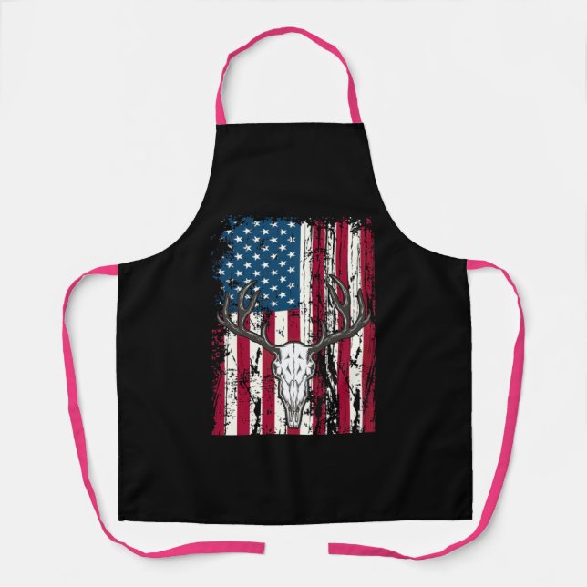 Deer Head Skull Hunting American Flag Apron (Front)