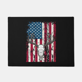 Deer Head Skull Hunting American Flag Doormat