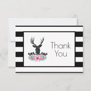 Deer Head w/ Flowers & Mountains Party Thank You Card