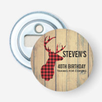 Deer Head with Antlers - Rustic Red Plaid