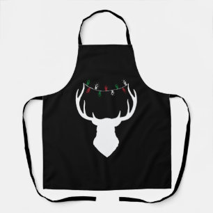 Deer Head With Christmas Lights On Antlers Apron