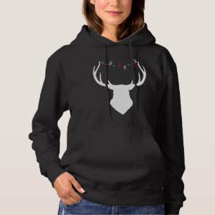 Deer Head with Christmas Lights on Antlers Hoodie