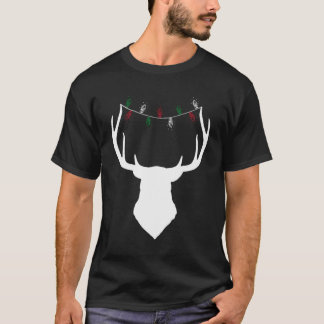 Deer Head With Christmas Lights On Antlers T-Shirt