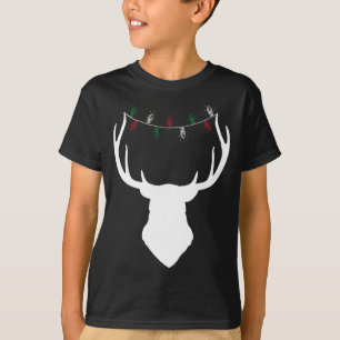 Deer Head with Christmas Lights on Antlers T-Shirt