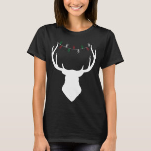 Deer Head with Christmas Lights on Antlers T-Shirt