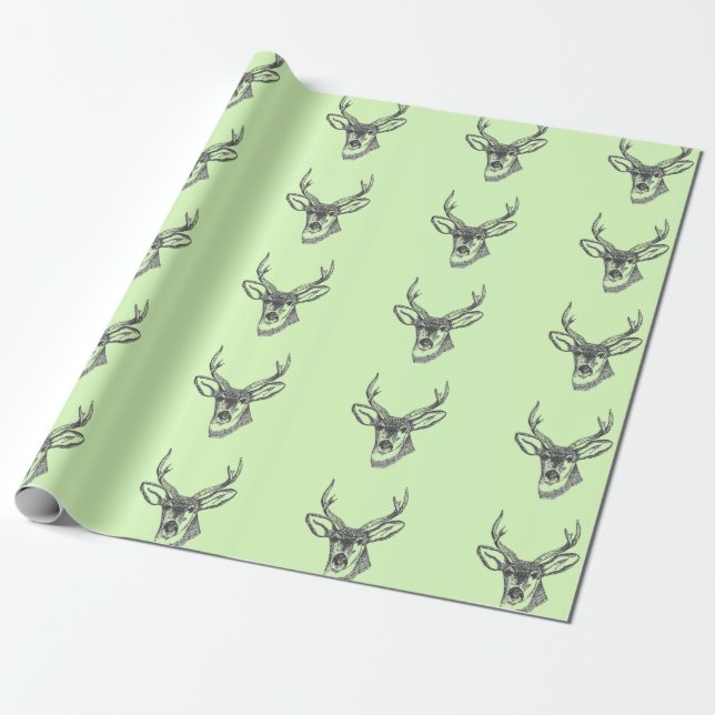 Deer Head Wrapping Paper (Unrolled)