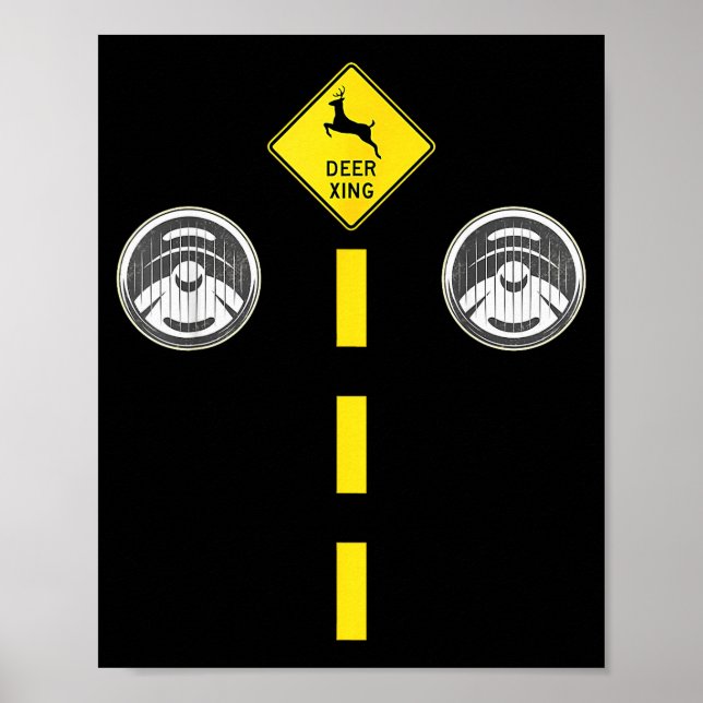 Deer Headlights With Road Markings Couples Costume Poster (Front)