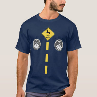 Deer Headlights with Road Markings Couples Costume T-Shirt