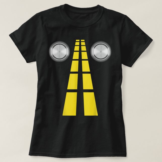 Deer Headlights With Road Markings Couples Costume T-Shirt (Design Front)