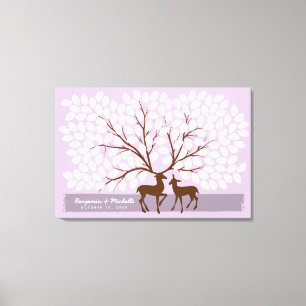 Deer Heart Guest Book Canvas - 150 Signatures