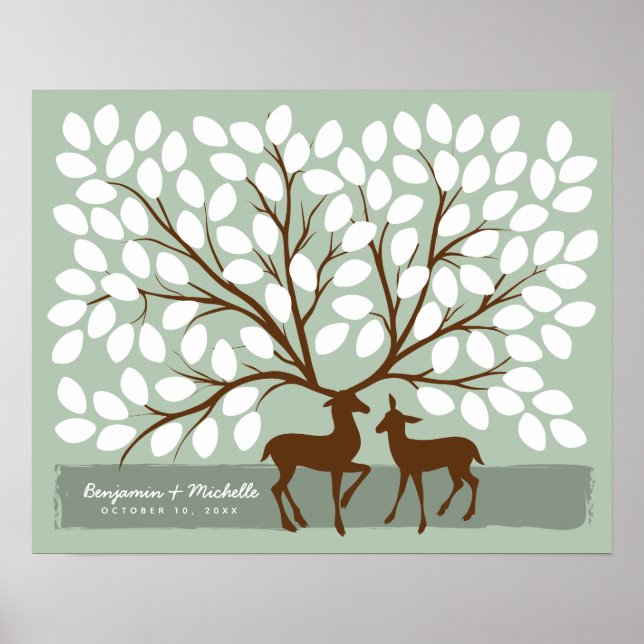 Deer Heart Guest Book Poster - 100 Signatures (Front)