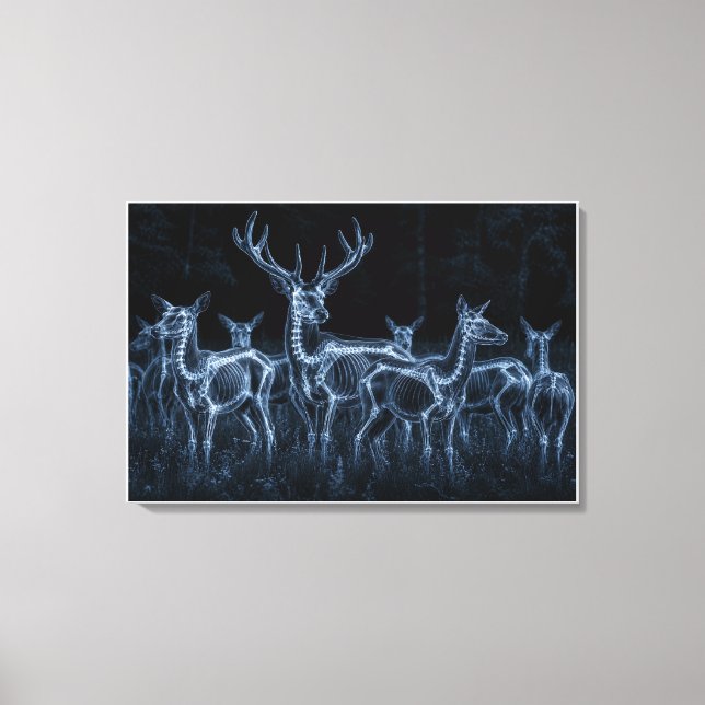 Deer Herd Night X-Ray Canvas Print (Front)