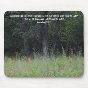Deer Hiding in Forest Faith Bible Verse Jeremiah Mouse Mat