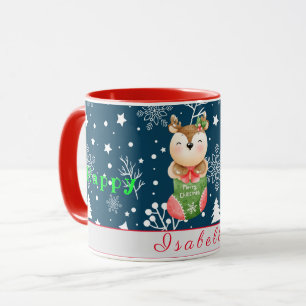 Deer Holidays Customise Text and Name Mug