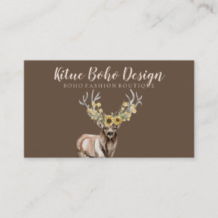 Deer Horn Antler Brown Blush Pink Business Card