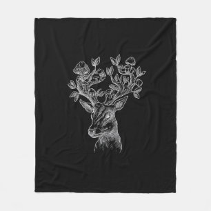 Deer Horn Mushroom Cottage Goblincore Vintage Aes Fleece Blanket