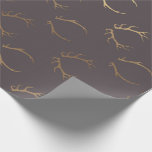 Deer Horns Brown Gold Chocolate Luxury VIP Wrapping Paper<br><div class="desc">Classic delicate floral ornament. 

Elegant packing for birthdays,  parties,  weddings,  anniversary,  corporate party</div>