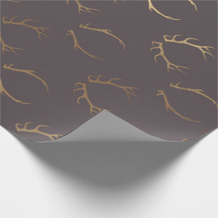 Deer Horns Brown Gold Chocolate Luxury VIP Wrapping Paper