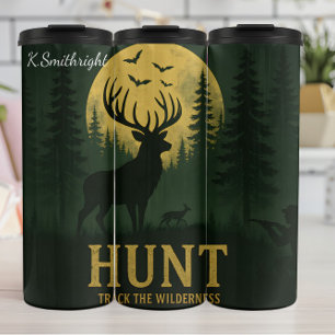 Deer Hunt Wilderness Moon Silhouette Thermal Tumbler