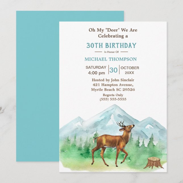 Deer Hunter Any Age Birthday Invitation (Front/Back)