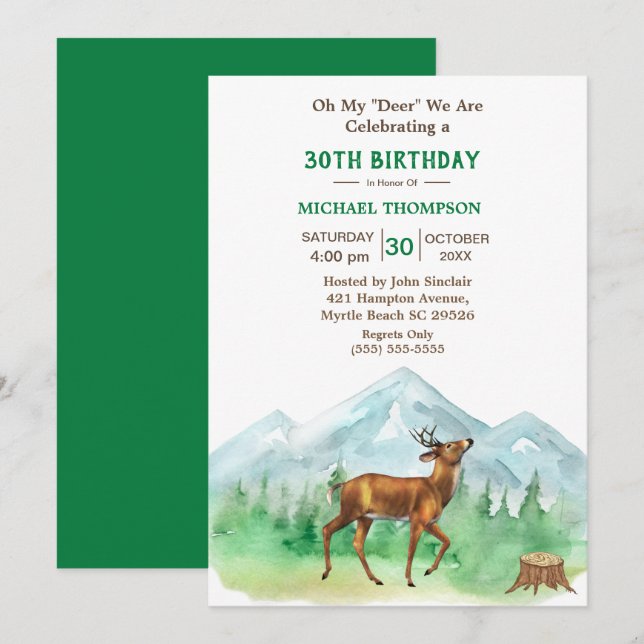 Deer Hunter Any Age Birthday Invitation (Front/Back)
